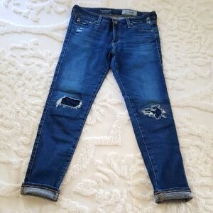 🌹AG Adriano Goldschmied Dark Blue Distressed Skinny Jeans